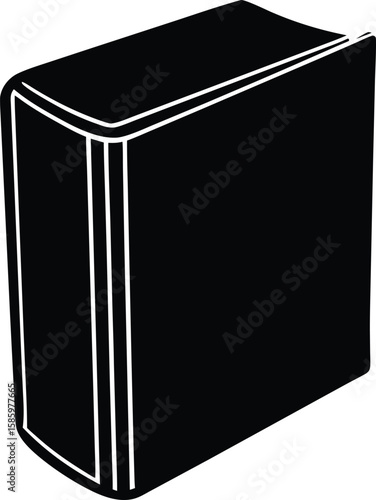 Simple black silhouette of a closed hardcover book