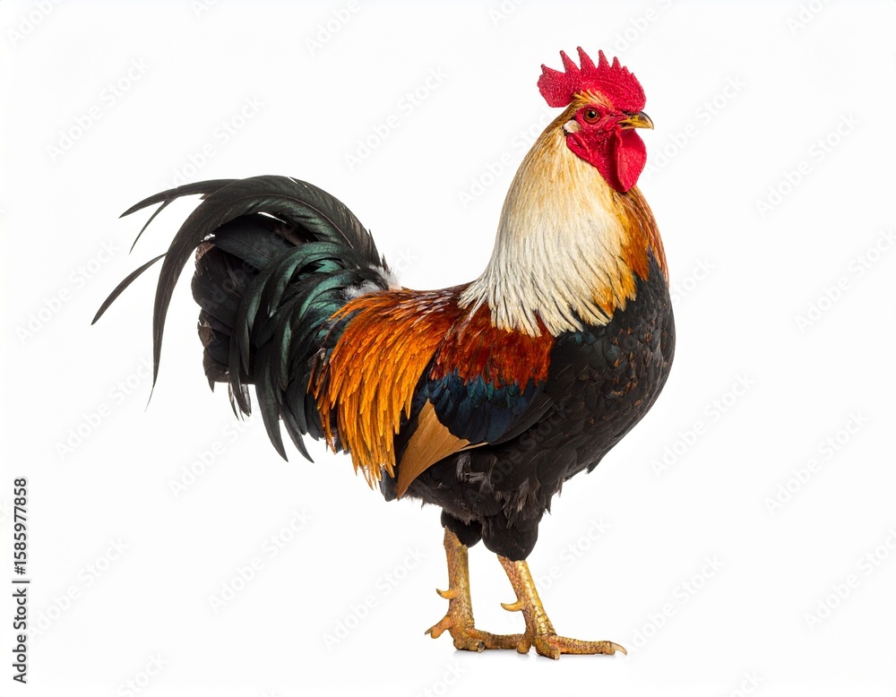 Fototapeta premium Generated image Rooster on a white background without shadows