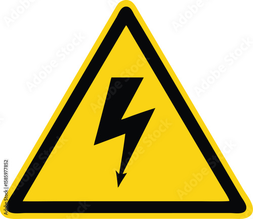Vektorillustration Warnzeichen Strom Gelbes Dreieck mit Blitz Symbol