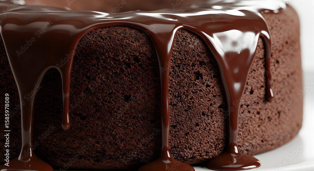 Close-up of decadent chocolate cake with rich texture and dripping sauce – indulgent and tempting dessert image perfect for pastry branding, sweet cravings, menus, and food photography Close-up of decadent chocolate cake with rich texture and dripping sauce – indulgent and tempting dessert image perfect for pastry branding, sweet cravings, menus, and food photography