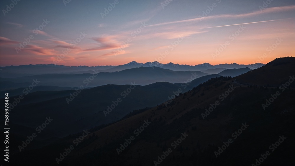 Layers of mountain ranges at sunrise. Layers of mountain ranges at sunrise.