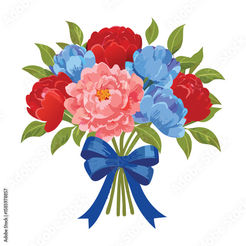 Wallpaper Mural Colorful Flower Bouquet Red Blue Blossoms Graphic Torontodigital.ca