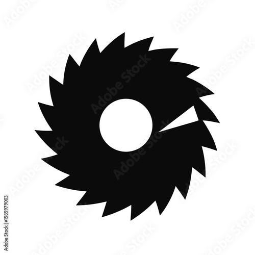 Silhouette of saw blade with sharp teeth visible on white background  