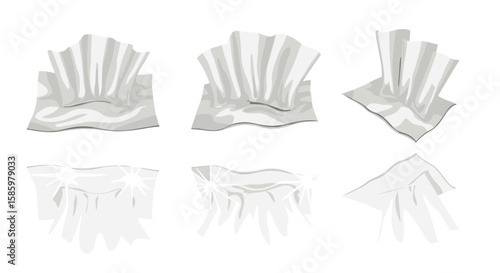 Illustration of six stacks of white tissues arranged in a grid on a white background display style