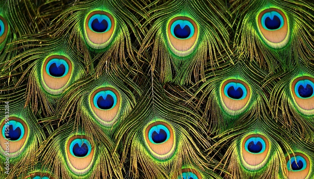 Obraz premium Peacock feather pattern close-up