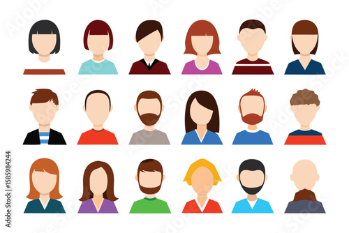 Wallpaper Mural Diverse Avatar Collection: A vibrant array of avatar illustrations, showcasing a spectrum of people's diversity, designed for various user profiles and representing inclusivity. Torontodigital.ca