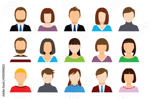 Diverse Portraits: A collection of diverse portraits, each meticulously designed to represent a unique individual, captures the essence of individuality and the beauty of human diversity.