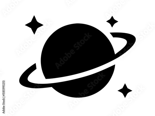 Planet Saturn with planetary ring silhouette, Planet Saturn Vector Art