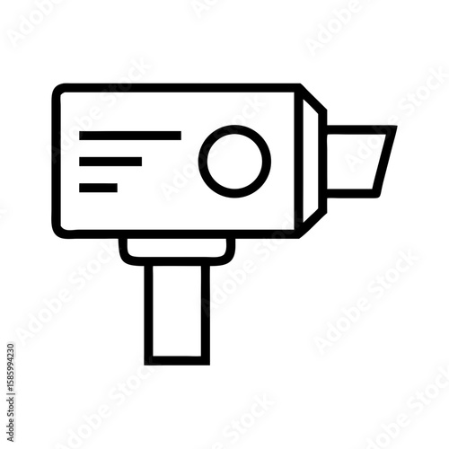 Speed camera icon in minimalistic line art style and black color  