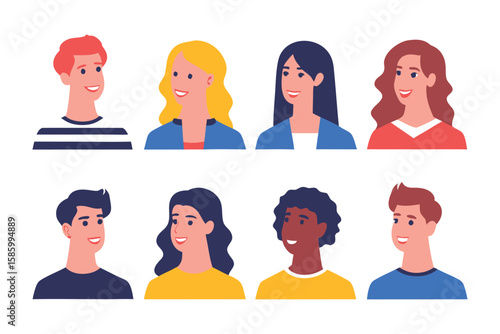 Diversity of Expressions: A collection of diverse faces, each representing a unique personality and background. The image showcases the beauty of human variety and the individuality within a group.