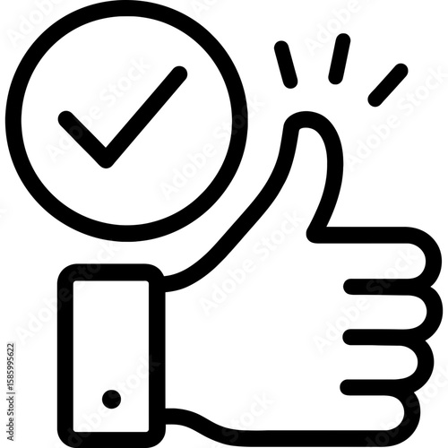 Thumbs up approval outline icon vector