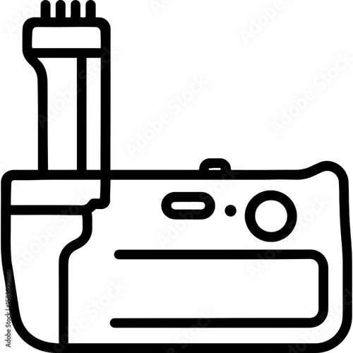 Camera battery grip outline icon vector