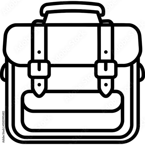 Vintage camera bag outline icon vector