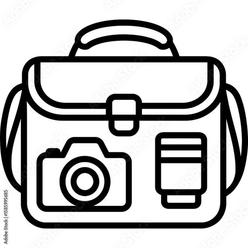 Camera bag outline icon vector