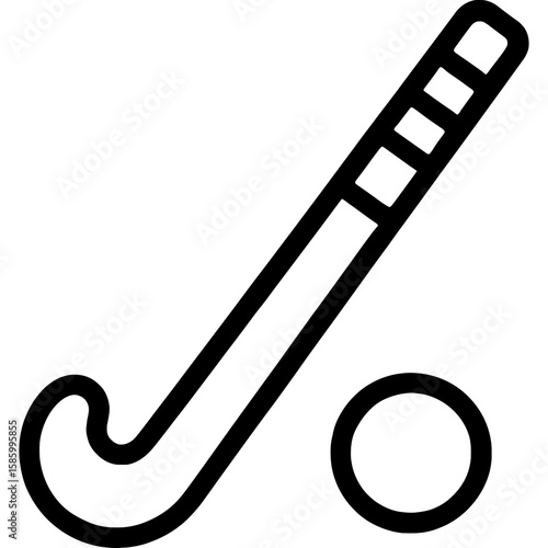 Field hockey stick outline icon vector
