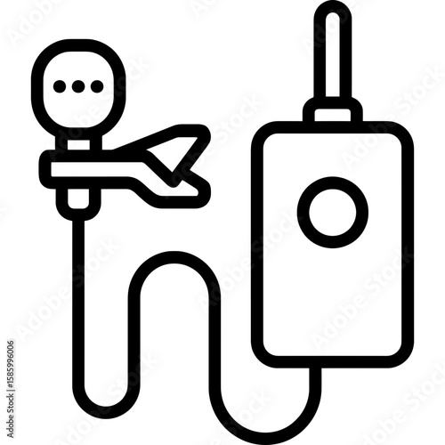 Lavalier microphone outline icon vector