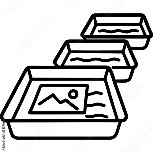 Photo development trays outline icon vector