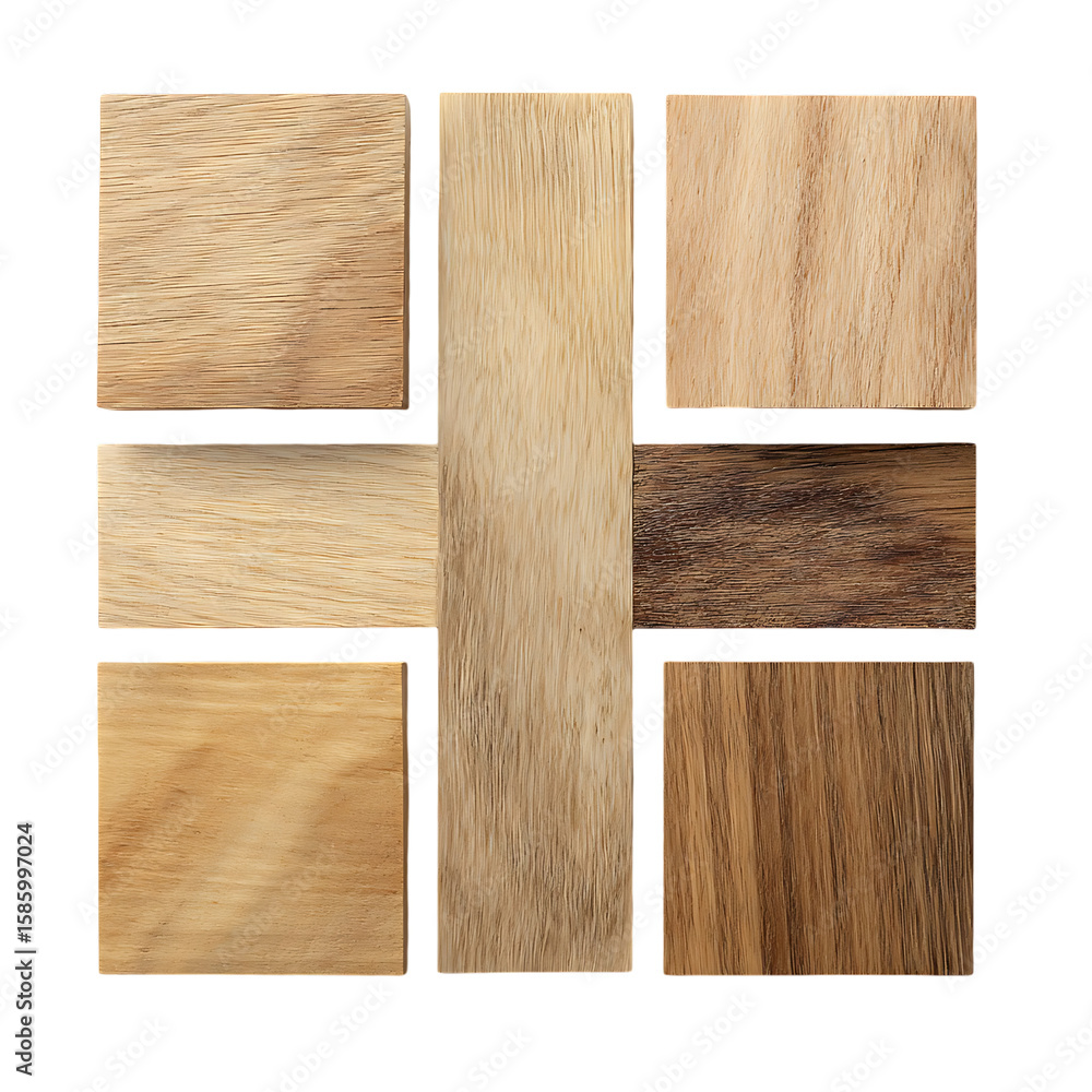 Naklejka premium Wood samples arranged in a grid pattern.