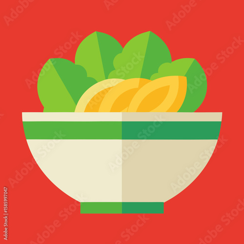 Healthy Food Design Vector Illustration with Fresh Apple, Organic Fruit Bowl, Green Leaf, Nutrition Label, Natural Diet Concept and Healthy Lifestyle Icon