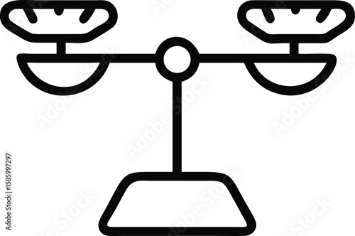 Simple balance scale outline, justice law concept, court symbol, legal design