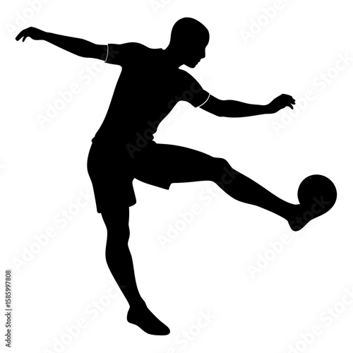 Athletic person kicking soccer ball football player