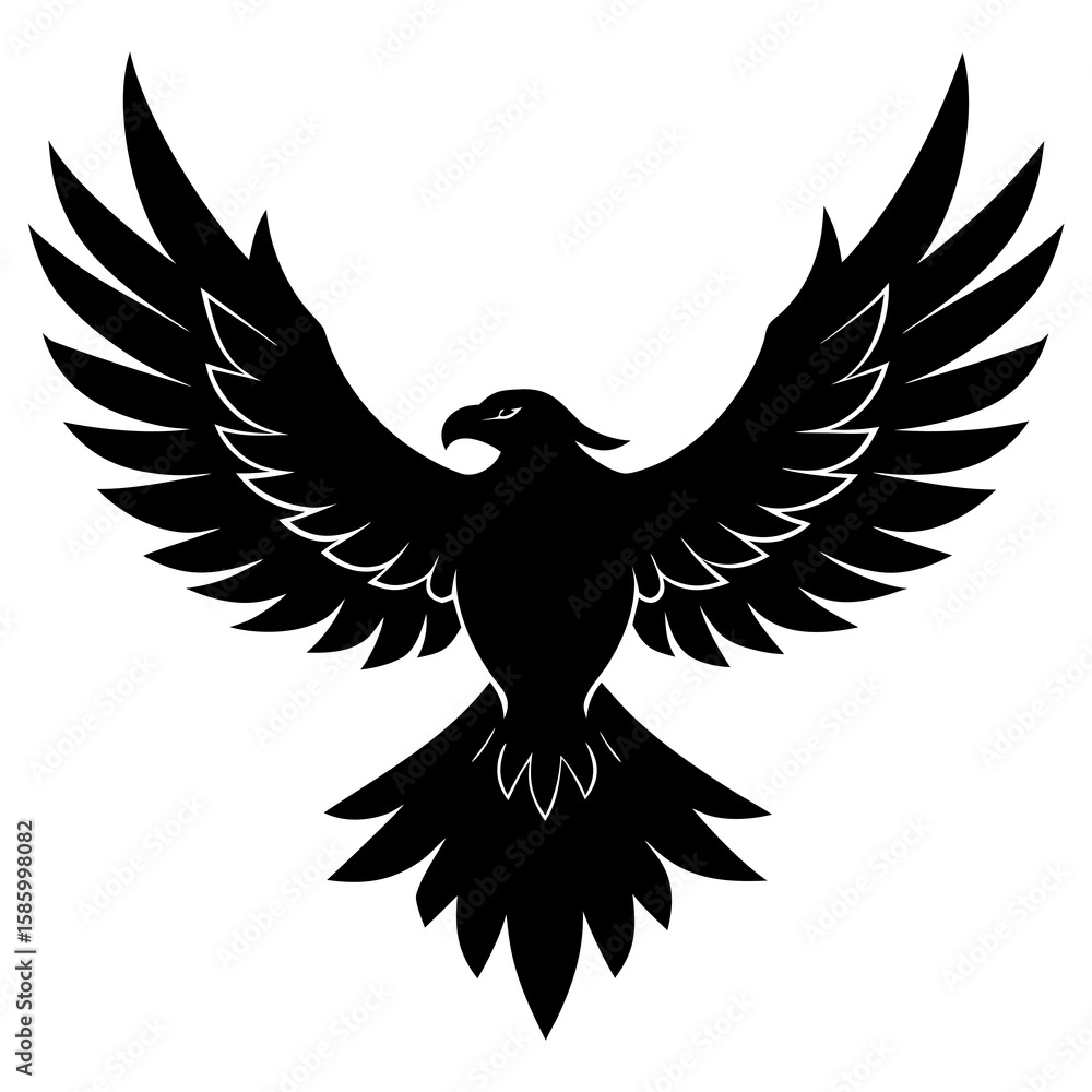 Obraz premium Black eagle with spread wings bird flying