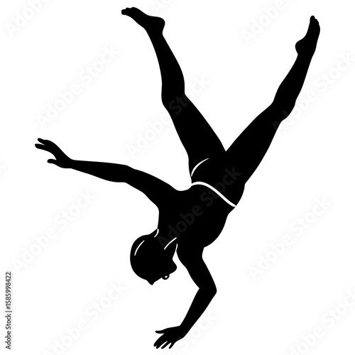 Black silhouette of athlete performing aerial maneuver