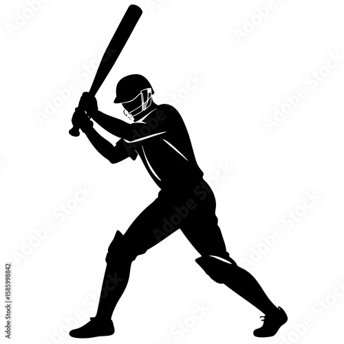 Cricket player batting stance silhouette batsman sport