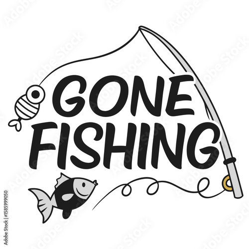 Illustration of a fishing theme with playful fish and a fishing rod emphasizing a fun approach to outdoor water activities