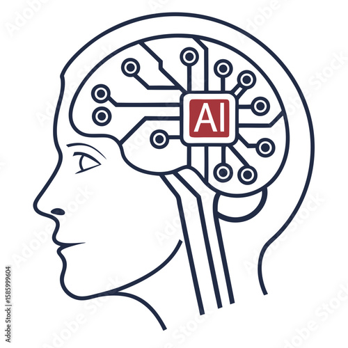 innovative illustration of human brain integrated with artificial intelligence circuitry symbolizing tech-driven cognitive enhancement and neural