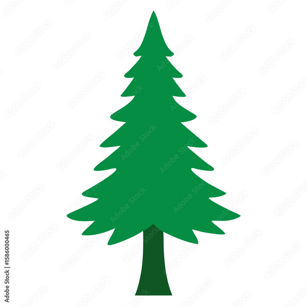 Obraz premium Green Pine Tree Forest Nature Flat Vector Icon