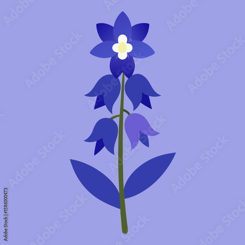 Blue Bell Flower Botanical Flat Decorative Vector Icon