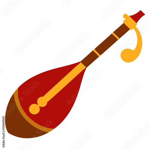 Classic Mandolin String Instrument Flat Vector Icon