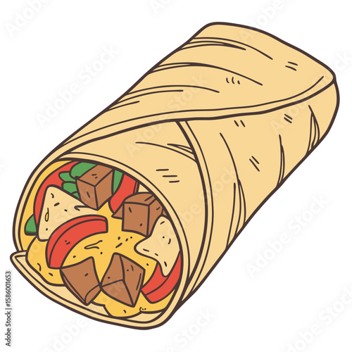 Colorful vegetarian pita wrap filled with fresh vegetables and crispy tofu for a healthy meal option