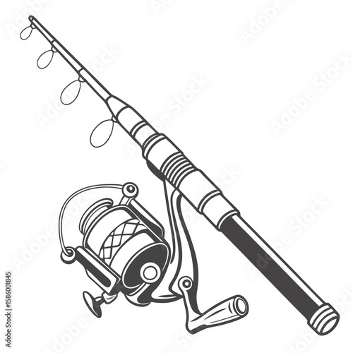 Illustration of a modern fishing rod and reel set highlighting technical design and components for hobbyists and outdoor enthusiasts