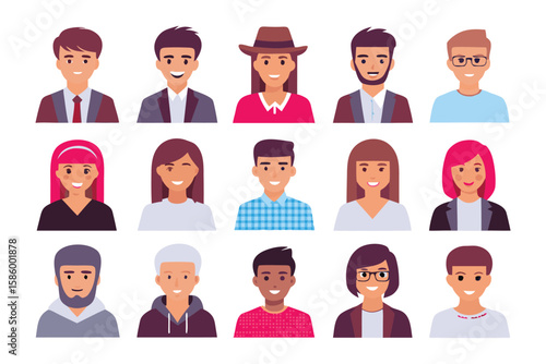 Diverse Faces of Humanity: A vibrant array of human avatars, each with unique characteristics and styles, representing the rich tapestry of human diversity.