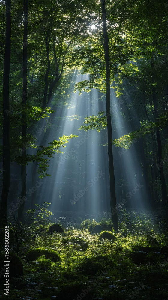 Fototapeta premium Serene Nature View of a Quiet, Dense Forest Wallpaper