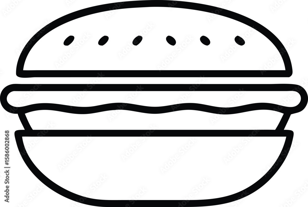 Simple burger icon, outline style, delicious food, fast food, restaurant, takeout menu Simple burger icon, outline style, delicious food, fast food, restaurant, takeout menu