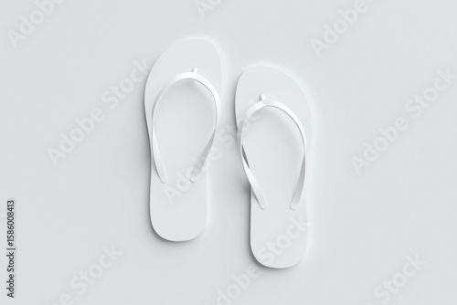 Blank white flip flops on a white cutted background. for Mock-up.