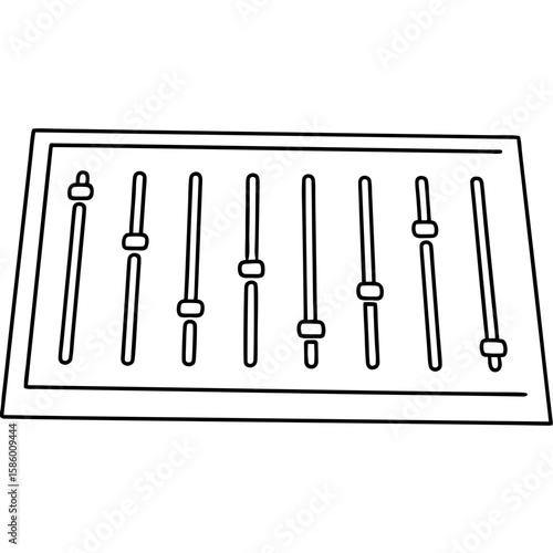 Soundboard icon with sliders in outline style for design projects  