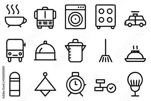 Collection of everyday object icons objects household