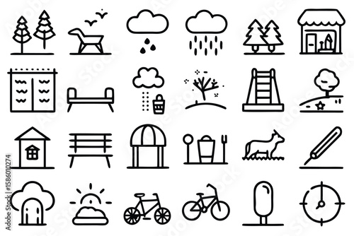 Collection of Outdoor and Nature Icons trees