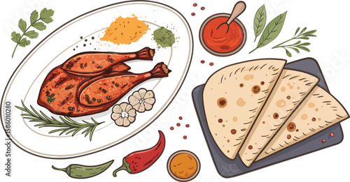 Chicken Tandoori icon vector design, Chicken Tandoori Illustration vector design