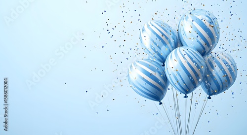 Happy birthday greeting 3d design. Birthday greeting text with blue and white inflatable balloons for boys invitation card template. illustration birth day card design. 