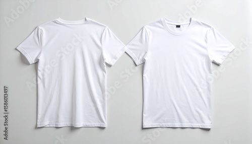White t shirts front and back views flat lay white t-shirt mockup