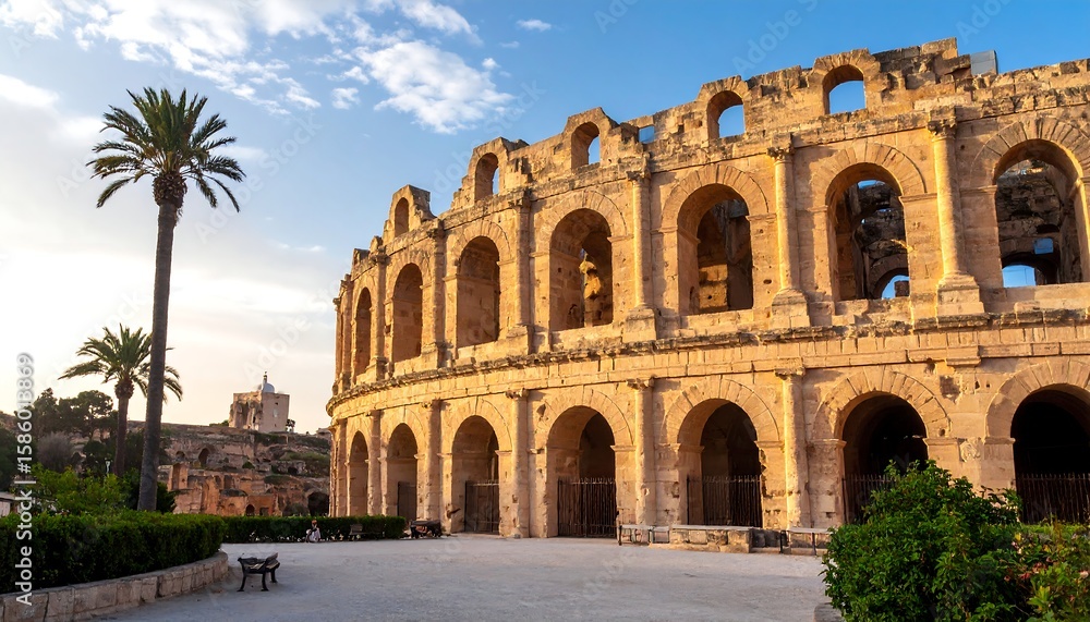 Obraz premium Ancient amphitheater at sunset