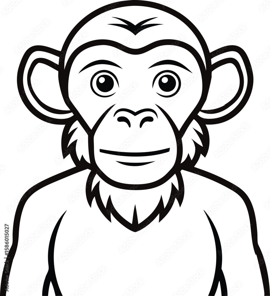 Fototapeta premium a chimpanzee one line art with transparent background