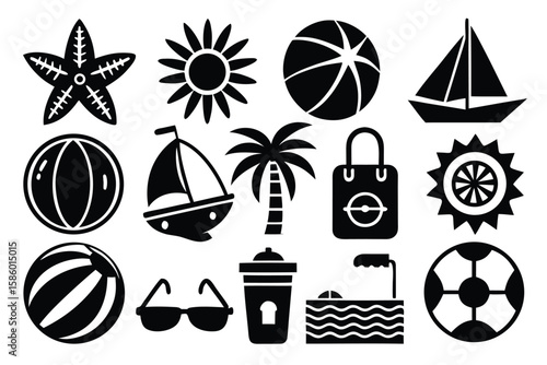 Vacation Icon Set for Tropical Holiday Projects