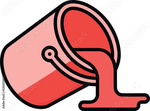 Cartoon Paint Bucket Pouring Illustration Representing Art Decoration Renovation Creativity Color Painting Design And Home Improvement Tool

