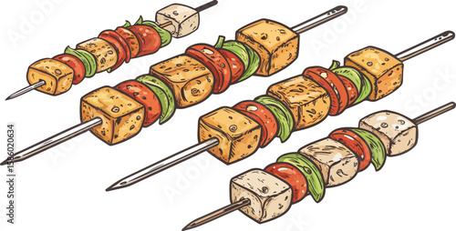 Set of Chicken Tikka Illustration vector design, Chicken Tikka logo and icon vector design, Tandoori Chicken vector design